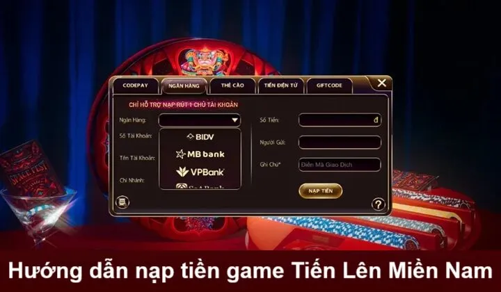 Hướng dẫn nạp tiền game Tiến Lên Miền Nam
