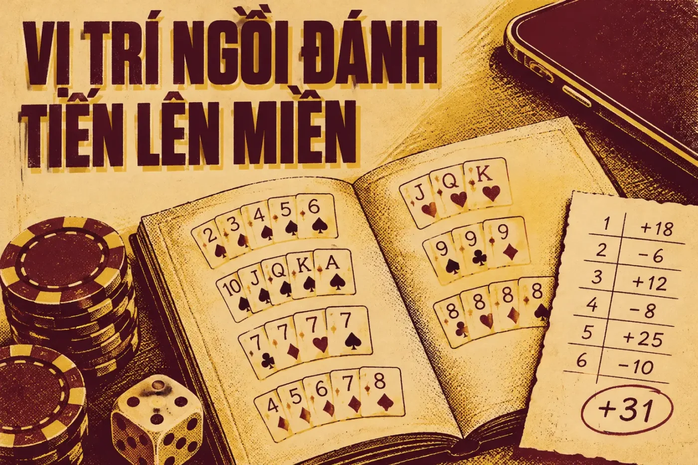 Vị trí ngồi đánh tiến lên miền nam dễ thắng cho tân binh